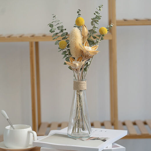 AIMAN Yunnan dried flower bouquet Nordic style home furnishings Eucalyptus cotton diy living room room decoration primary color red noble bouquet