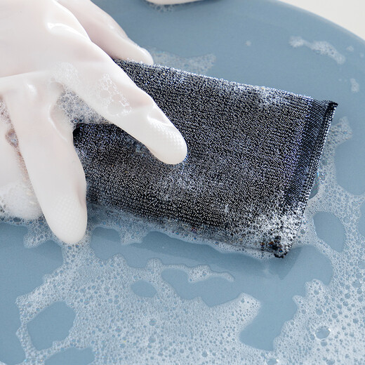 Wangshe Sponge Wipe Steel Wire Cloth Cleaning Block Pot Brush Sponge Wipe Pot Washing Artifact Brush Bowl Steel Wipe Double-sided Powerful Descaling Strengthened Black-6 Pieces (Clean Concave Side)