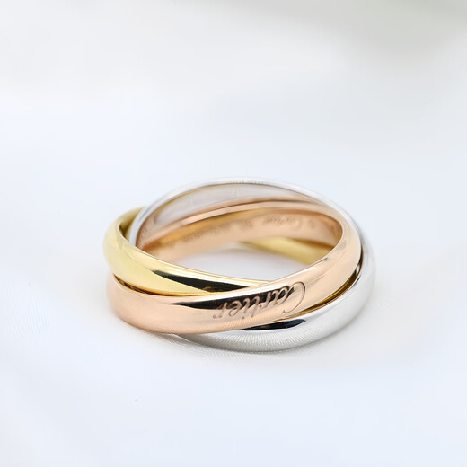 [Second-hand 99 new] Cartier Cartier TRINITY three-ring three-color gold ring small/medium classic pairing ring for men and women 99 new medium-sized model - single product - width 3.2 mm special counter price 15100 59 (National code 19)