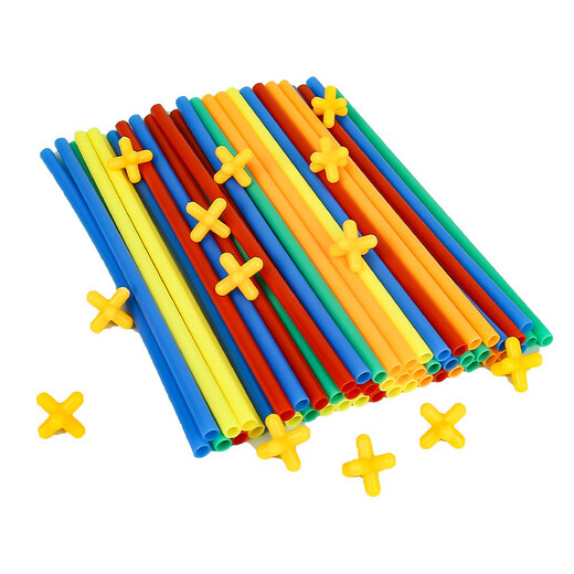 E7 Children's toys straw building block assembly house kindergarten 3-6-year-old babies early education puzzle assembly toys straw building blocks (200 straws + 200 joints)