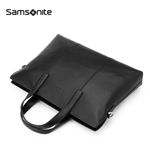 Samsonite chest bag men's soft cow leather waist bag crossbody bag light business shoulder handbag TK9 black