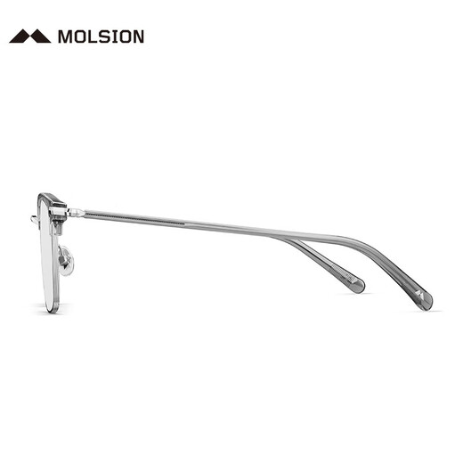 MOLSION陌森眉架眼镜架肖战同款男女眼镜框可配度数防蓝光眼镜MJ6180 B16银色|透灰【肖战同款】 框+PROSUN防蓝光1.60片(600度内)