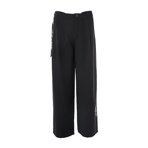 Pantalones de pierna ancha de la marca Yuyu Women Summer's 2023 New Summer y Autumn Thin Right Borded Chiffon Pants FGFC6216 Black M