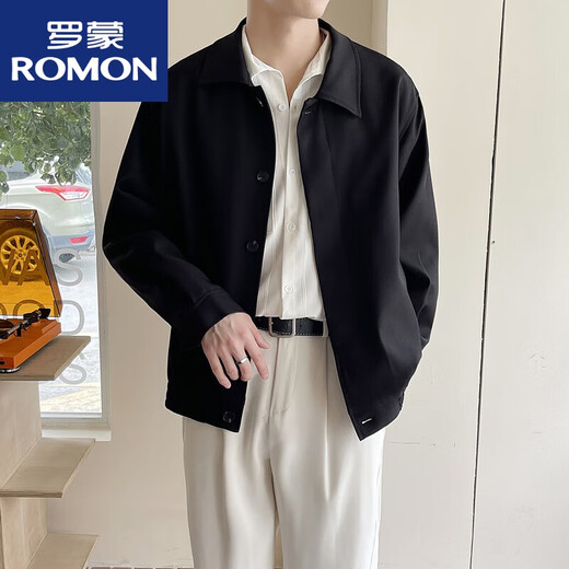 罗蒙（ROMON）夹克外套男痞帅感厅局风行政夹克英伦雅痞男装休闲小西装 深卡其 M