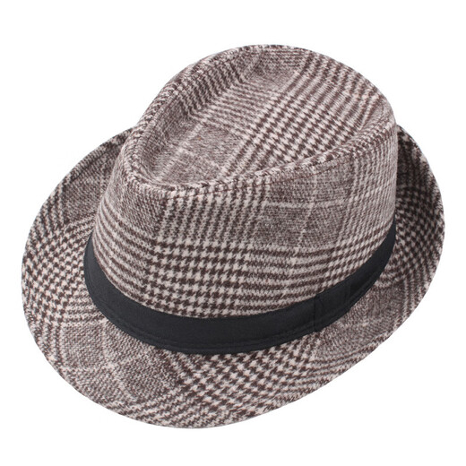 Xianxiu new style British woolen hat men's top hat rolled edge outdoor hat jazz hat striped gentleman hat black M (56-58cm)