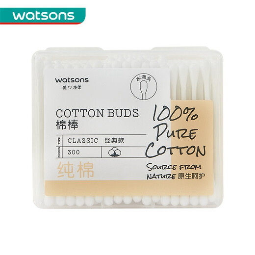 Watsons Watsons sanitary cotton swabs home cotton swabs paper shaft cotton swabs 300 pieces newly upgraded