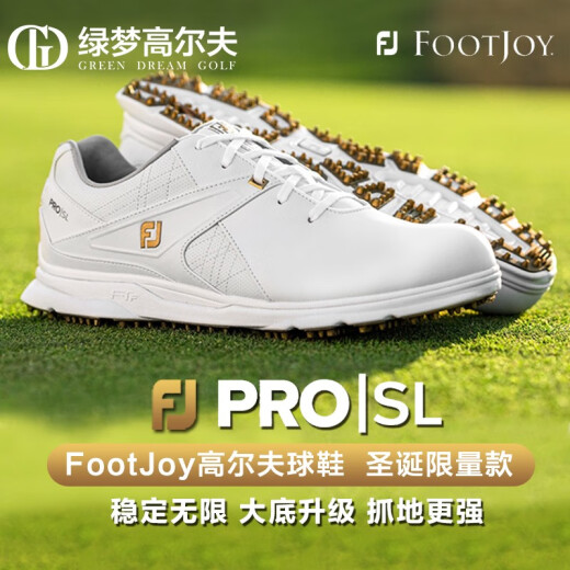 FootJoy men's golf shoes ProSL Christmas limited nailless golf sports and casual shoes new golf shoes for men 53186 white 7.5=41 size