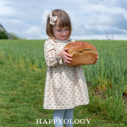 Happyology British children's dress embroidered Smak girls' skirt spring and autumn style long-sleeved dress forget-me-not flower sea 104 (104cm)