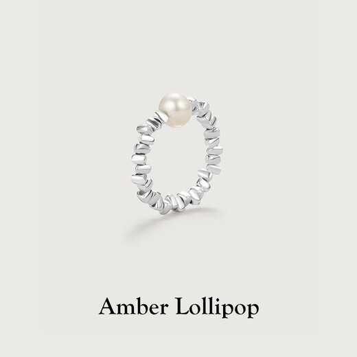 Amber Lollipop broken silver pearl ring women's ring index finger ring anniversary birthday gift for girlfriend and wife