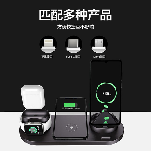 心意满满多合一无线充电器实用高档生日礼物男生送男朋友男士纪念品商务礼品定制送客户伴手礼员工活动奖品 白色六合一多功能（10w快充支架）苹果安卓手机通用