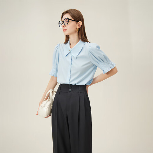 Fan Silann's workplace outfit commuting French shirt for women's niche design puff sleeve top 24FS12186 apricot color M