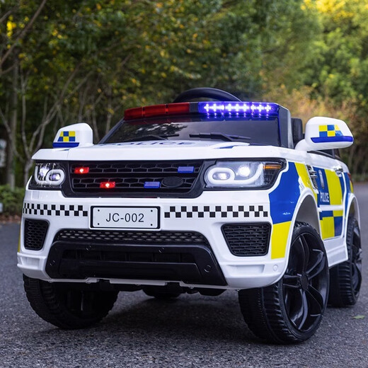 No more fun, no more children's electric car four-wheel drive car for men and women with remote control toy car that can sit in a baby police car stroller high-end white dual drive + foam wheel + leather seat