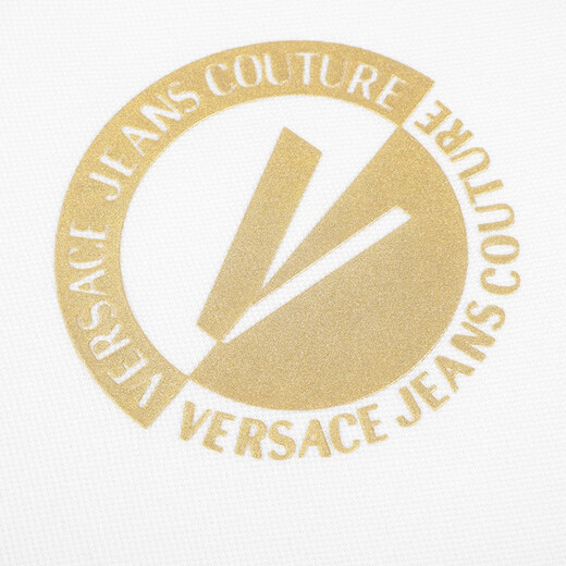 Versace Jeans Couture Versace Herren Polo-Shirt Personalisiertes Gold Heißes Badge Muster Kurzarm T-Shirt 11148 Geschenk weiß l