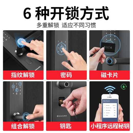 Sakura (Yinghua) DZ-6622 One-In-In-In-Holder-Eingangstür für Haushalt Eingangstür Kennwort Schloss Anti-Diebstahl Elektronische Türschloss Fingerabdruck Lock Passwort Lock Anti-Diebes DZ-6622/Kostenlose Installation