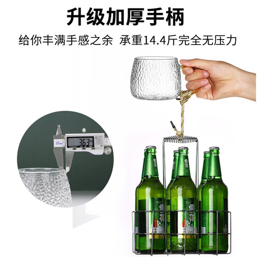 DELISOGA high-looking light luxury hammered glass cup hot water resistant cup tea cup water set family hospitality home living room 1.8L pot + 6-color hammered cup + love frame + blue plate