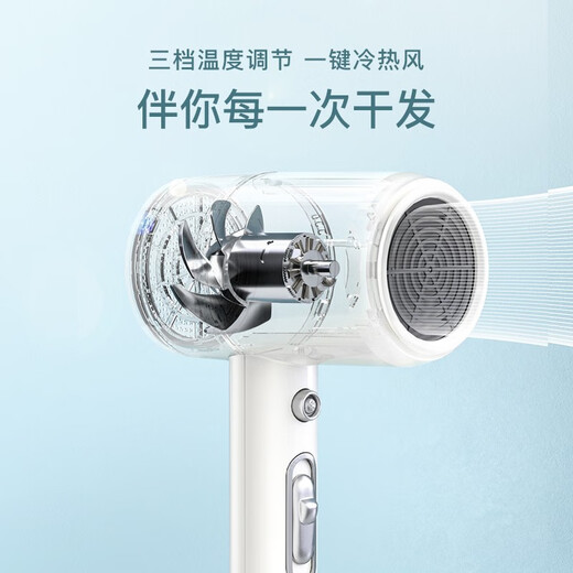 AUX Hair Dryer Home Negative Ions Will Not Damage Hair 1800W High Power High Wind Hair Dryer for Dormitory Mini Small Portable Hot and Cold Wind Hair Dryer Gift Pearl White (Blue Light + Negative Ion Dual Hair Care)