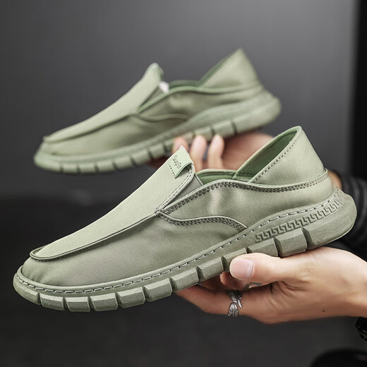 Belle strolls old Beijing cloth shoes men's summer trendy shoes canvas shoes men lazy people drive soft sole no laces light and breathable YS9901 beige 42