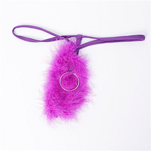 Men's sexy underwear European and American men's thong sexy temptation fluffy hoop transparent lace underwear low personality rose red