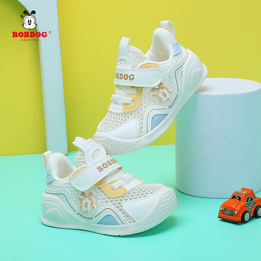 Babudou (BOBDOG) toddler shoes for babies, boys and girls, 1-3 years old 2 summer breathable single mesh front functional shoes anti-slip soft sole b223 beige [single mesh hollow] 19 size inside length 13.8cm