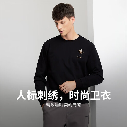 Dances with Wolves Classic Logo Sweatshirt Men's Casual Comfortable Round Neck Pullover Men's Thin Sweatshirt 001 Black 175