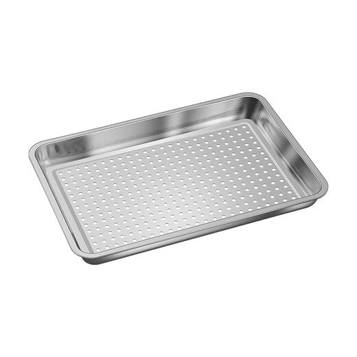 Shengnian 304 stainless steel rectangular tray drain tray oil filter tray tea tray tea pool double-layer dumpling tray barbecue tray 304 material 36x27 drain tray + solid tray set