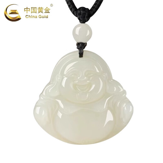 China Gold (CHINA GOLD) Next Day Delivery Hotan Jade Pendant Men's and Women's Maitreya Buddha Necklace Jade Lover's Birthday Gift Year of the Horse Animal Year Gift Today/Next Day Delivery Hotan Jade Maitreya Buddha Necklace