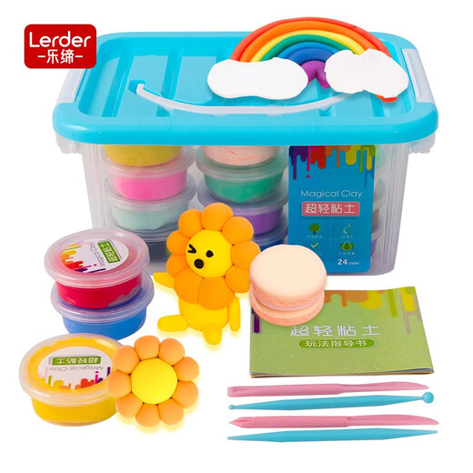 [70% neu] LEDI Kinderspielzeug Ultra-Licht 24 Farben handgefertigtes Farbton-Plastikine-Ton-Ton-Ton-Handwerk DIY Toy Storage Box für Jungen und Mädchen Babygeschenke