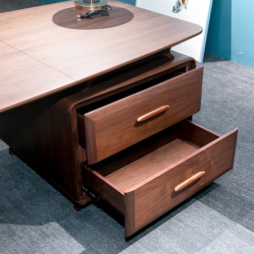 KOQUMGE solid wood boss desk and chair combination president table new Chinese style executive desk simple modern chairman table furniture 2.8 meters boss table + boss chair