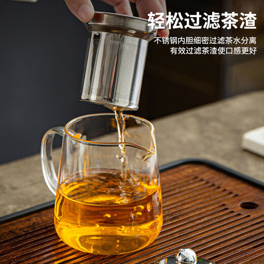 Tianxi (TIANXI) glass teapot, teapot, tea water separation teacup, high temperature resistant thickened tea set set for home use, thickened and heat resistant - teapot 450ml