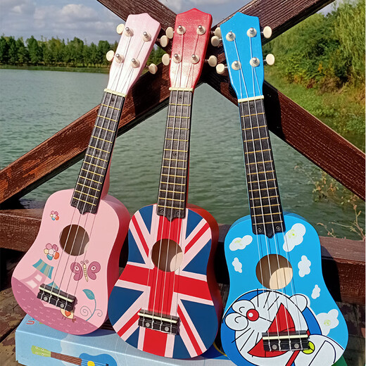 Han Qinxia 21 Cartoon hölzerne weibliche Musikinstrumente Kleine Gitarre kleine Gitarre Ukulele-Kinder-Einstiegs-Ukulele 21-Zoll-Weiß Kitty (verbesserte Version) 21 Zoll