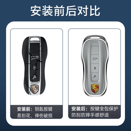 Genchuang Adecuado para Porsche Key Shell Paramela Energy Cayenne 911 Hebilla Macan Cadena 718 Taycan Set Aluminium Aluming [A Burdeos Red] + Hebilla de cuero con todo incluido Protección inclusiva