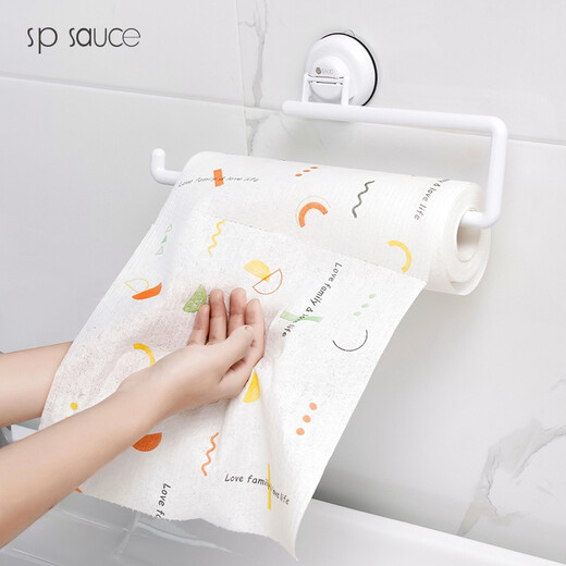 SP SAUCE lazy rag kitchen disposable rag wet and dry use oil-absorbing and water-absorbing no-wash dishcloth washable non-woven fabric lazy rag printed style fresh kitchenware-5 rolls