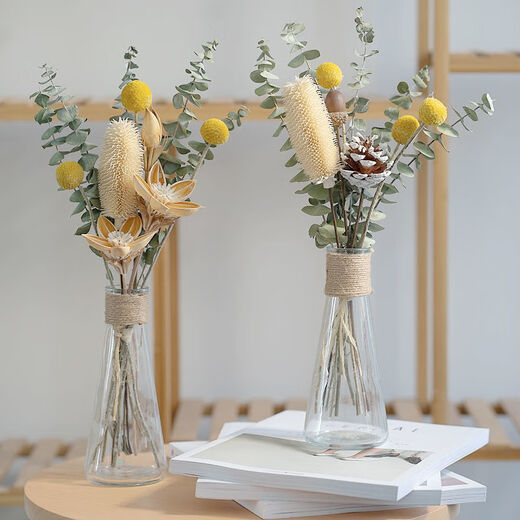 AIMAN Yunnan dried flower bouquet Nordic style home furnishings Eucalyptus cotton diy living room room decoration primary color red noble bouquet