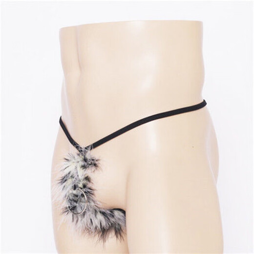 Men's sexy underwear European and American men's thong sexy temptation fluffy hoop transparent lace underwear low personality rose red