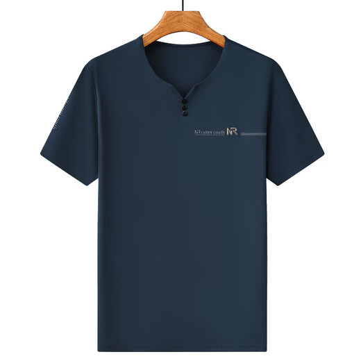 
Hengyuanxiang short-sleeved T-shirt men's V-neck summer solid color half-sleeved ice silky men's dad suit 6998 gray 185/3XL recommended 170-190Jin [Jin equals 0.5 kg]