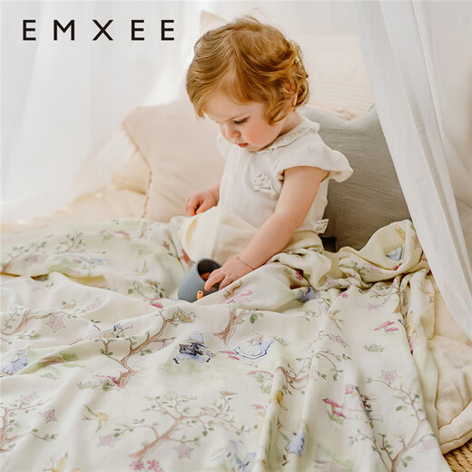 Manxi (EMXEE) baby quilt children's baby blanket kindergarten bamboo fiber gauze quilt recommended 22-30 forest trip 120 140 (cm)