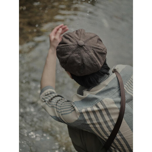 Orange tart Japanese retro literary versatile octagonal hat men's summer thin British newsboy hat beret painter hat trendy hat brown one size fits all including adjustment rope (56-58c)