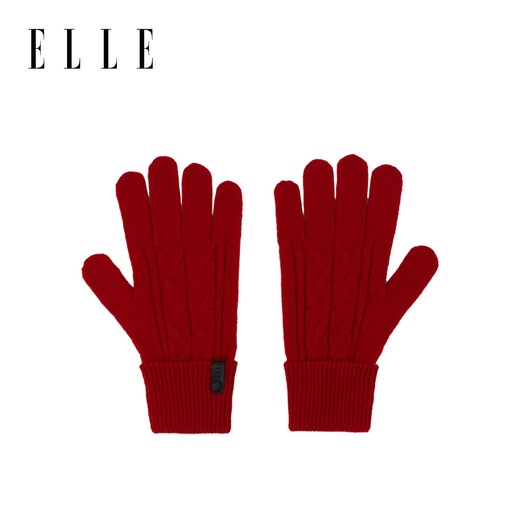 ELLE 100% sheep wool gloves for women autumn and winter outdoor warm and fashionable knitted fingertips for students driving with touch screen