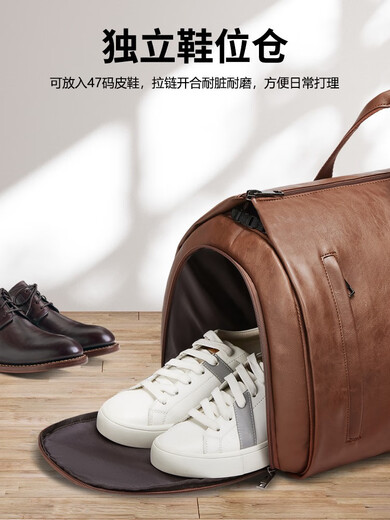 贺杨喻pu皮西装包男手提西服收纳包商务折叠袋正装出差行李大容量旅行包 黑色