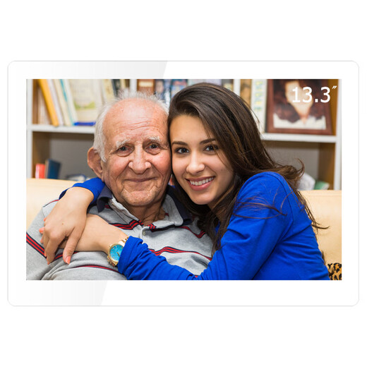 Lexlia 13.3-inch IPS high resolution 1920*1080 full-viewing HD digital photo frame, home electronic photo album stand, commercial display, 13.3-inch white tempered glass, free 32G USB flash drive