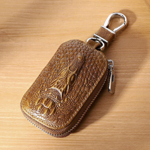 Первый слой Cowhide Car Caue Bag для мужской подлинной кожи простая сумка на молнии для мини -трейлера по талии Ключевой корпус Универсальный черный крокодиловый рисунок (13662)
