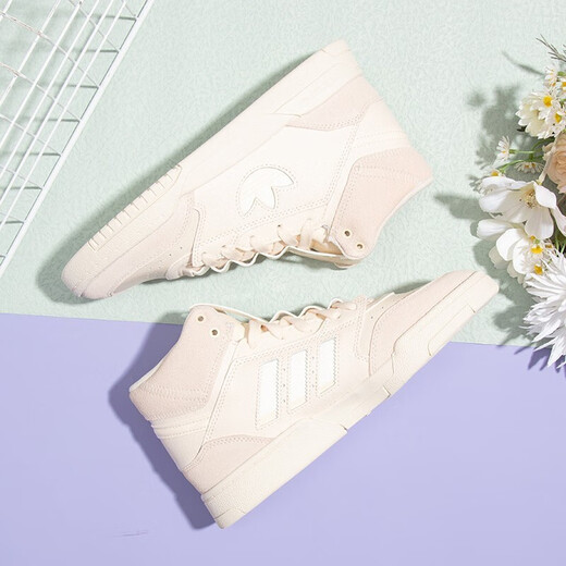 阿迪达斯 （adidas）休闲鞋女鞋秋季新款三叶草运动鞋学生百搭高帮板鞋 GZ1585/奶茶色 36.5