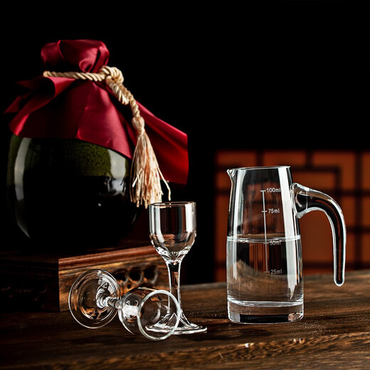 Katav white wine glass dispenser set lead-free crystal glass with graduated wine glass bullet cup Maotai cup spirit glass 10 pots 100ml + 10 goblets 15ml