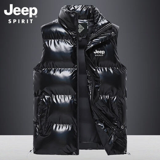 JEEP SPIRIT马甲男棉衣马甲男秋冬坎肩休闲加厚保暖背心男士棉服户外防风外套 683黑色 5XL