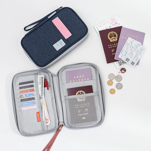 Viaje al extranjero Passport Bag ID Bag Bag Multi-Function Passport Pasaporte Clip de almacenamiento impermeable Bolsa de aire Boleto de aire Caso de protección Azul Azul Bolella B Modelo B Modelo