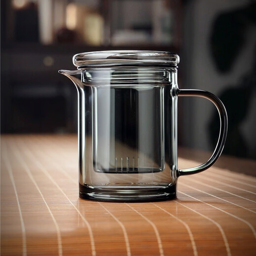 Quandu office teapot simple high borosilicate heat-resistant glass teapot household personal flower teapot thickened teapot B type transparent 350ml