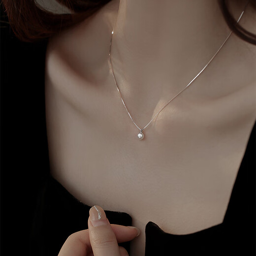 Duyin single pearl necklace women's silver necklace light luxury niche pearl pendant necklace 2023 new birthday gift 925 silver