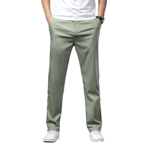 Zhenweis Pantalones casuales de seda de hielo para hombres Summer delgada delgada Pantalones sueltos Pantalones de hombres del tenis Aviso transpirable Gran tamaño Pantalones largos para hombres Tamaño del verde militar 32 Tamaño (2 pies 5)