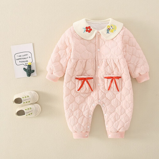 Youpin Fairy Tale (yopinToho) baby clothes autumn and winter new style baby girl baby jumpsuit fashionable and cute thin cotton toddler outing clothes trendy pink 80 size (6-10 months) under 10kg