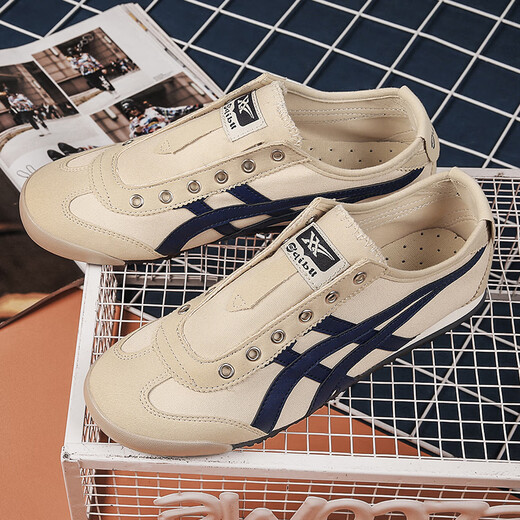 Zapatos fsat para hombres lienzo zapatos para hombres zapatos gump gump zapatos para hombres zapatos de tigre de un pie zapatos perezosos zapatos para hombres tigre tsuka primavera y otoño pareja lienzo 0606 metros lienzo azul 41
